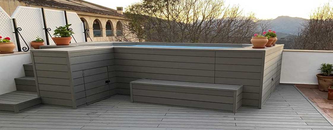 Así Queda una Piscina de Poliéster Forrada con Madera Tecnológica