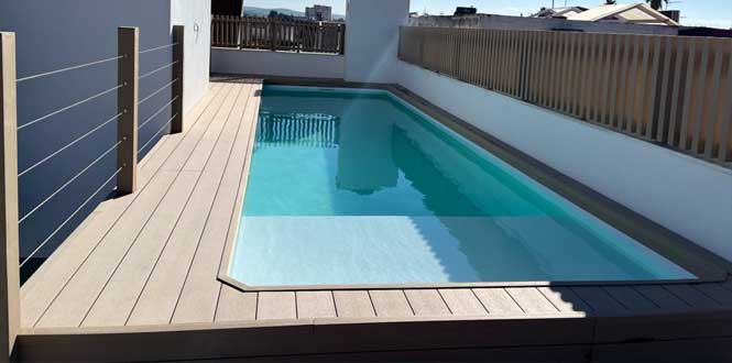 Revestimiento exterior de piscina poliéster elevada