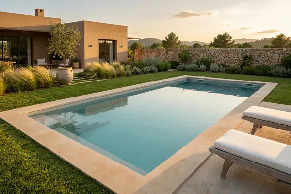 Piscina de liner en un jardín