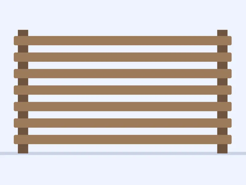 Esquema de una valla de lamas horizontales