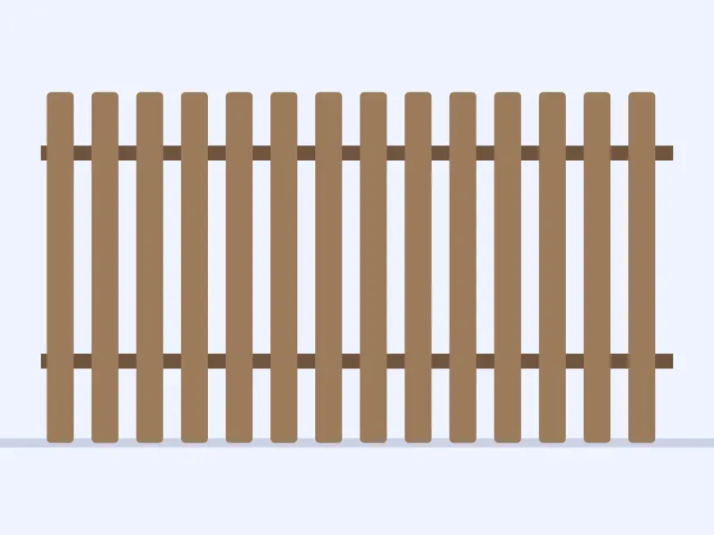 Esquema de una valla de lamas verticales